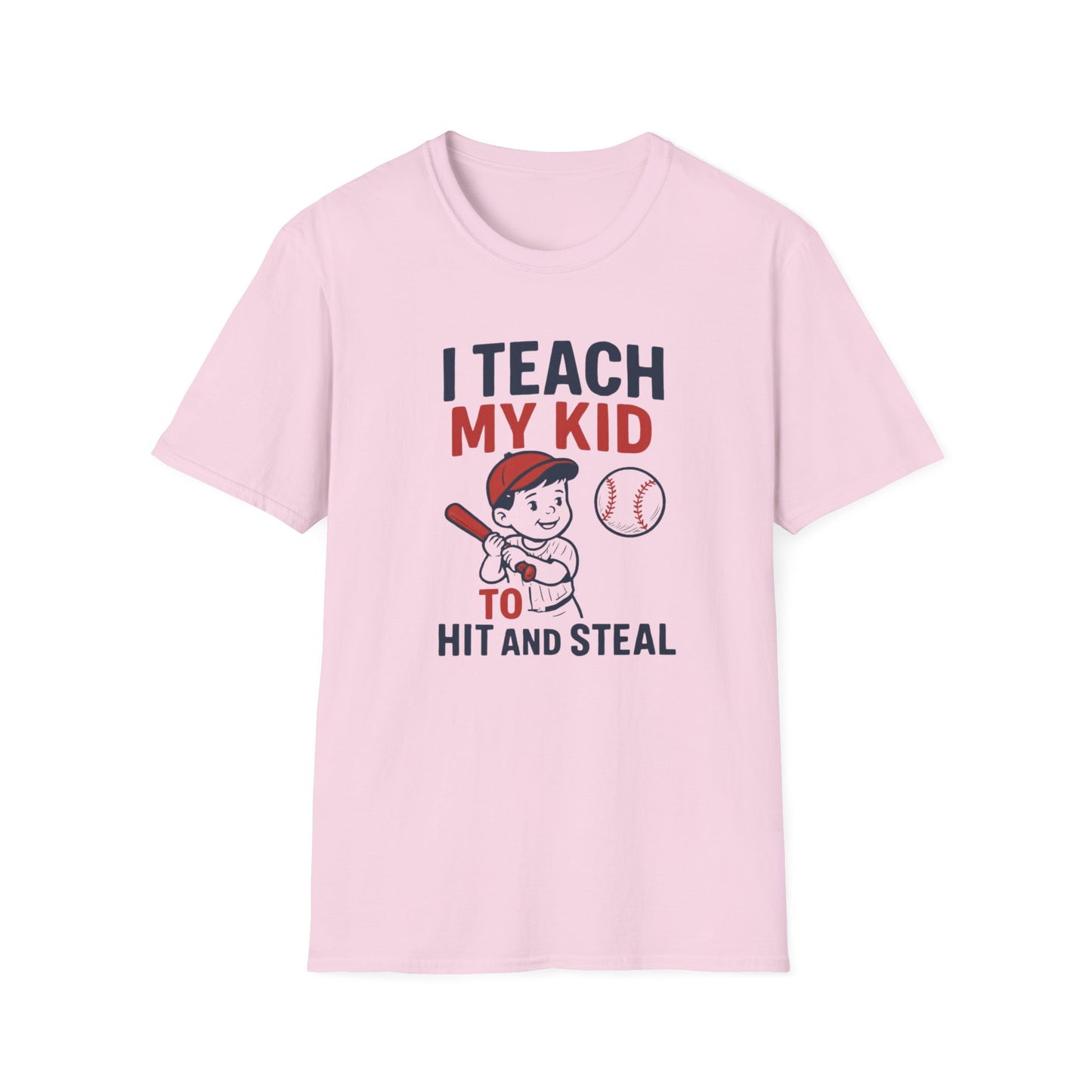 Funny Parent T-Shirt, I Teach My Kid to Hit and Steal Tee, Baseball Fan Gift, Unisex Softstyle Shirt, Sports Humor Apparel, Father's [...]