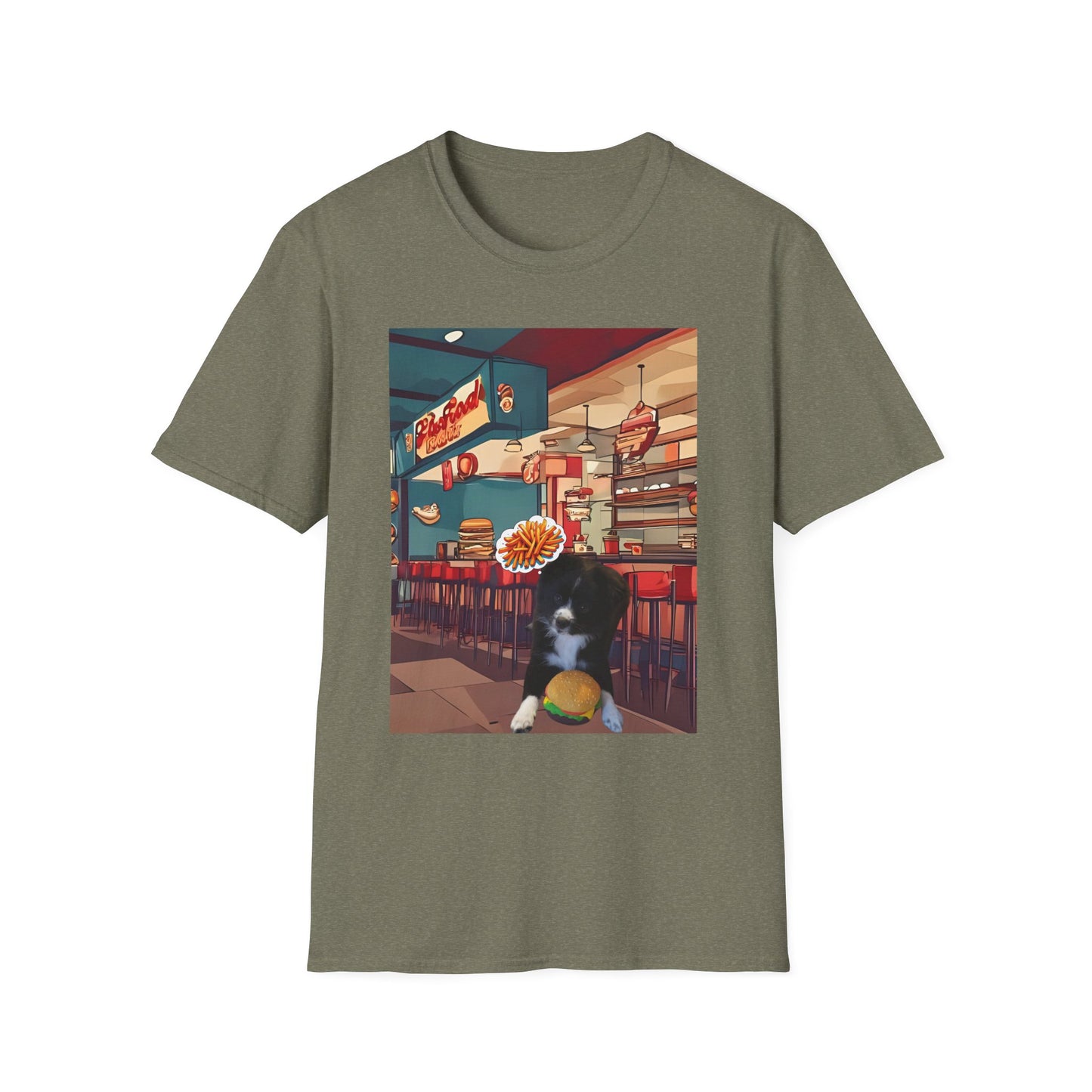 Whimsical Pet Café Unisex T-Shirt, Cute Animal Tee, Gift for Dog Lovers, Fun Casual Wear, Quirky Graphic Shirt, Pet-Themed Apparel