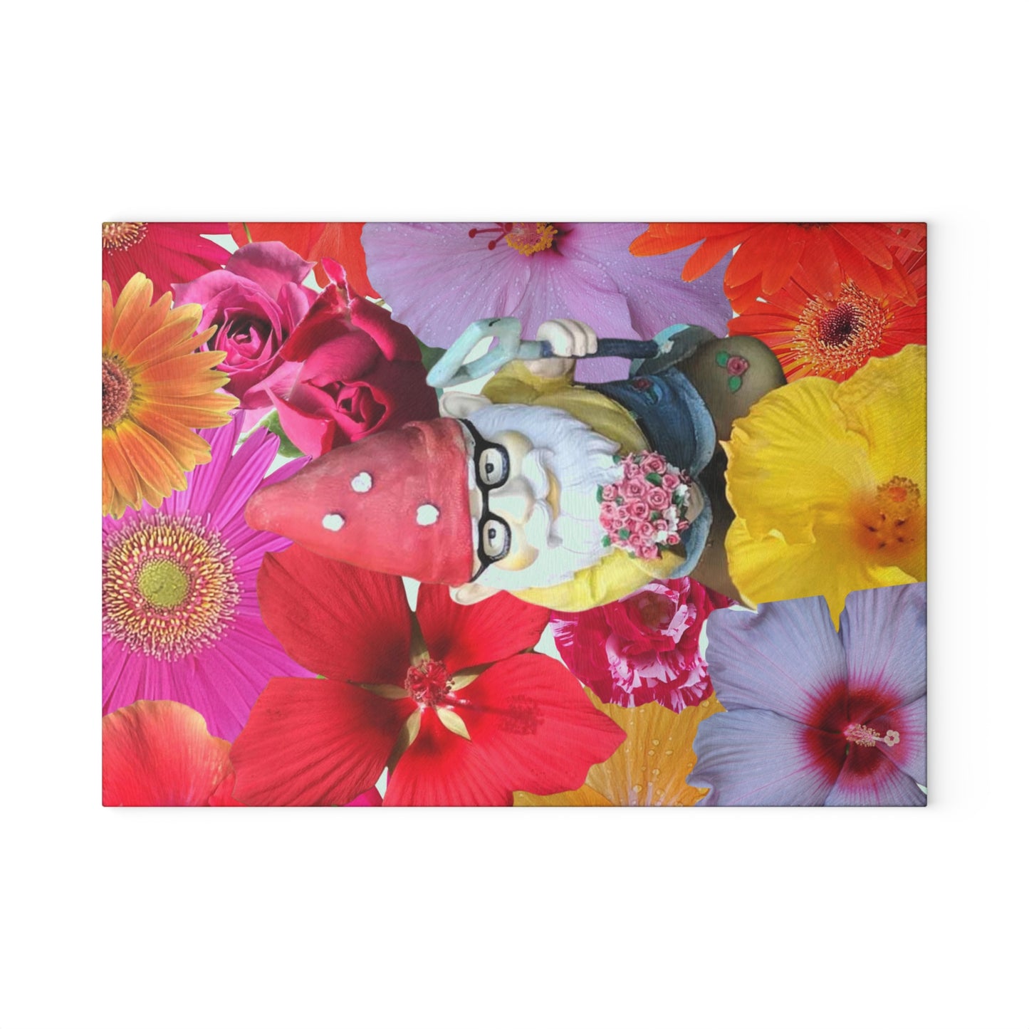 Cutting Board - Whimsical Flower and Gnome Design
