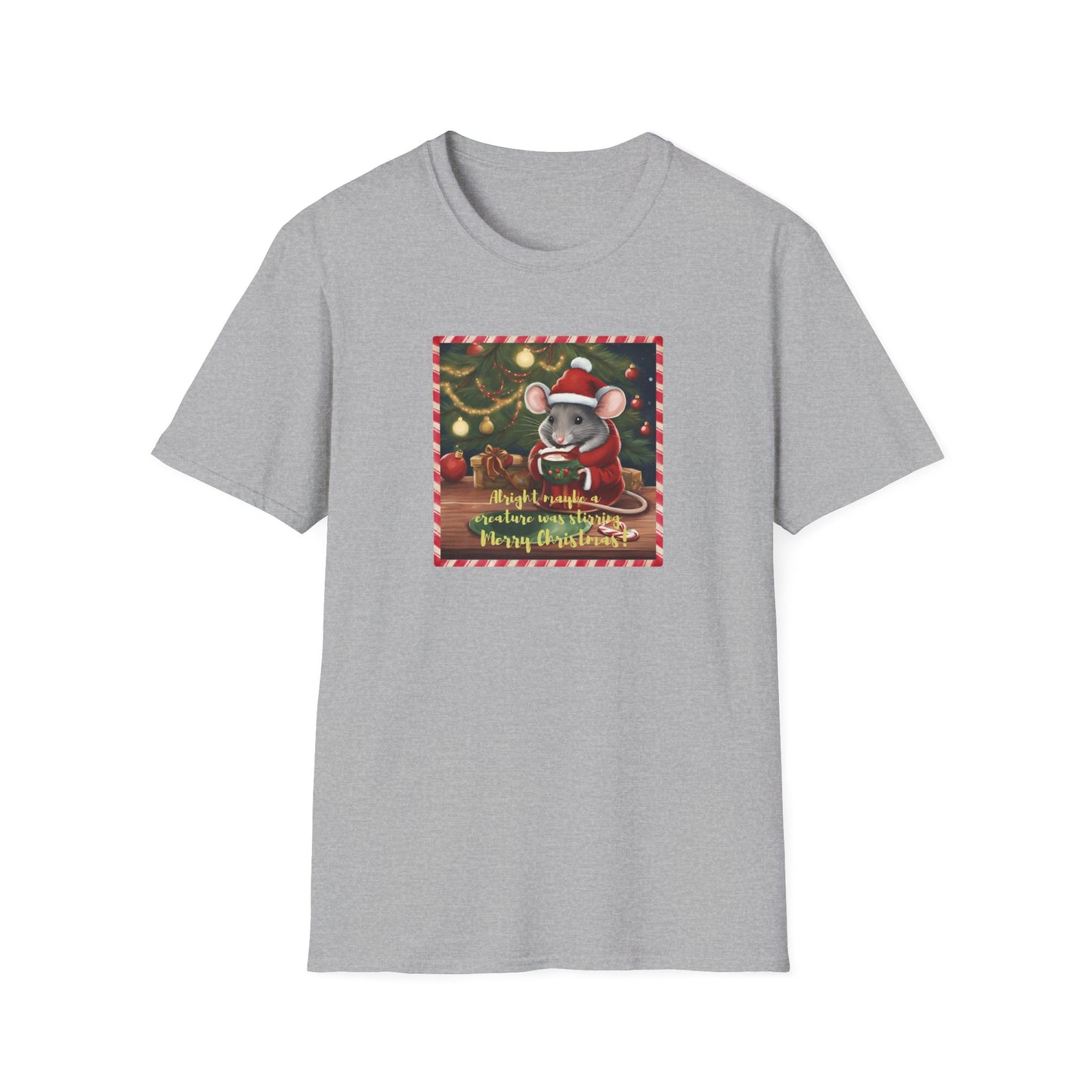 Christmas Mouse Unisex T-Shirt - Not a Creature Was Stirring Design