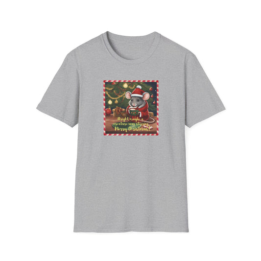 Christmas Mouse Unisex T-Shirt - Not a Creature Was Stirring Design