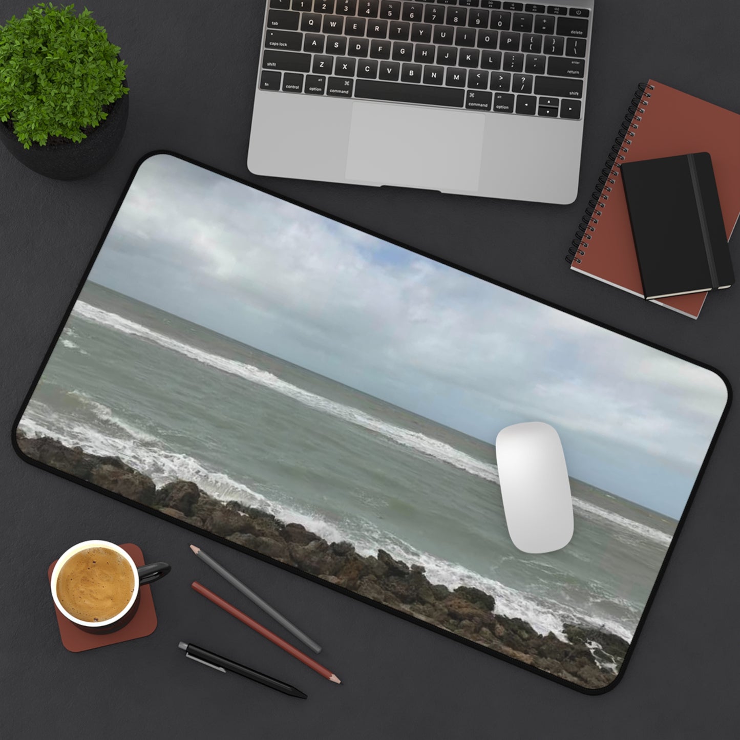 Ocean View Desk Mat - Coastal Work Space Decor, Beach Office Accessories, Nautical Gift, Home Office Essentials, Desk Protector