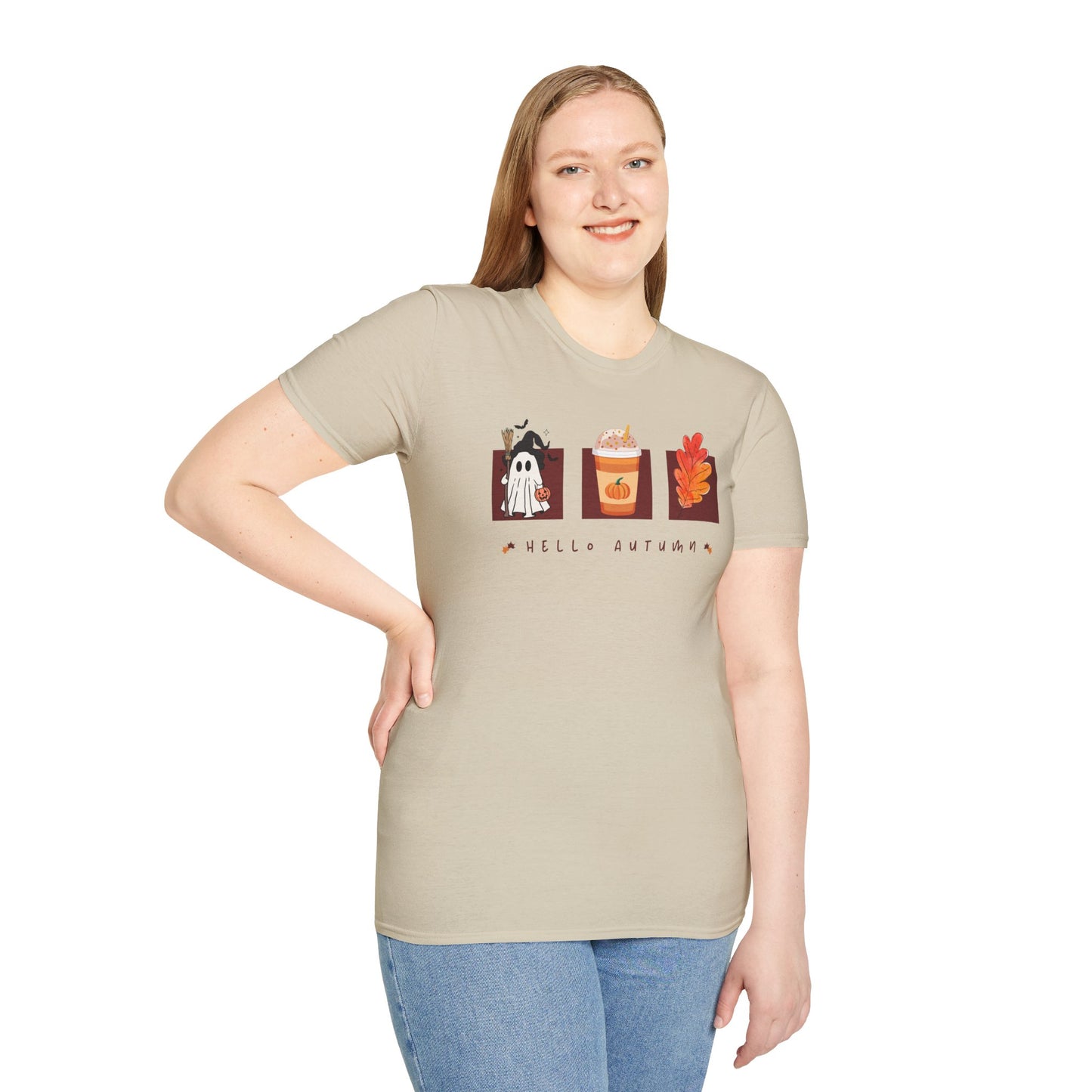 Fall Season Holdiay T-Shirt - Halloween Pumpkin Spice Leaf Design
