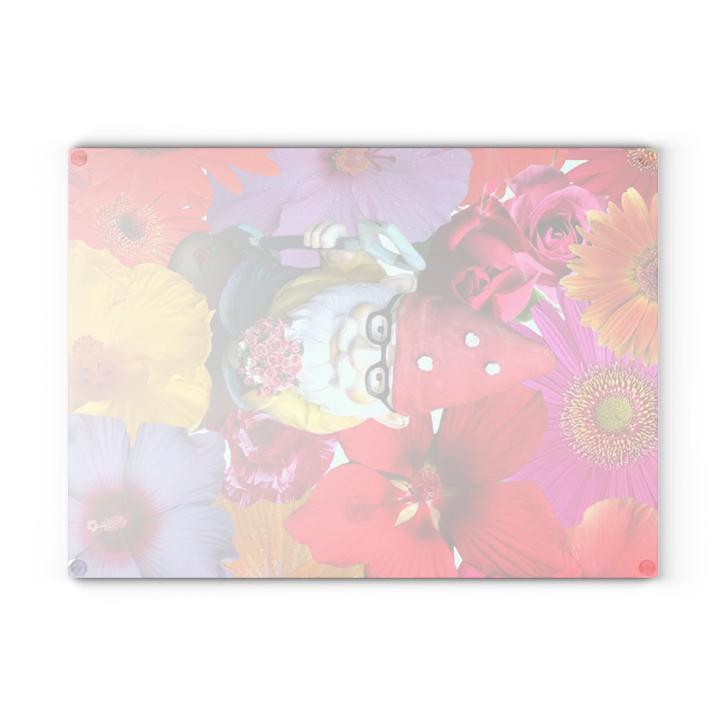 Cutting Board - Whimsical Flower and Gnome Design