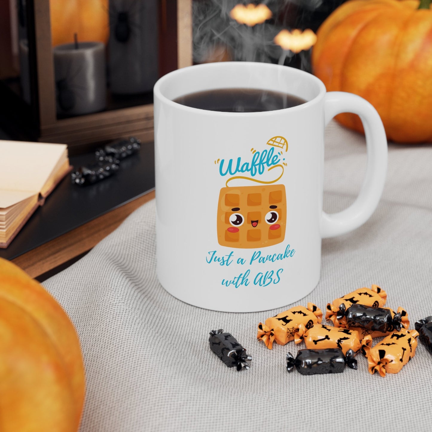 Waffle lover coffee cup, waffles are pancakes with abs, Love waffles, breakfast mug, funny coffee cup, gift for him her, cute waffle