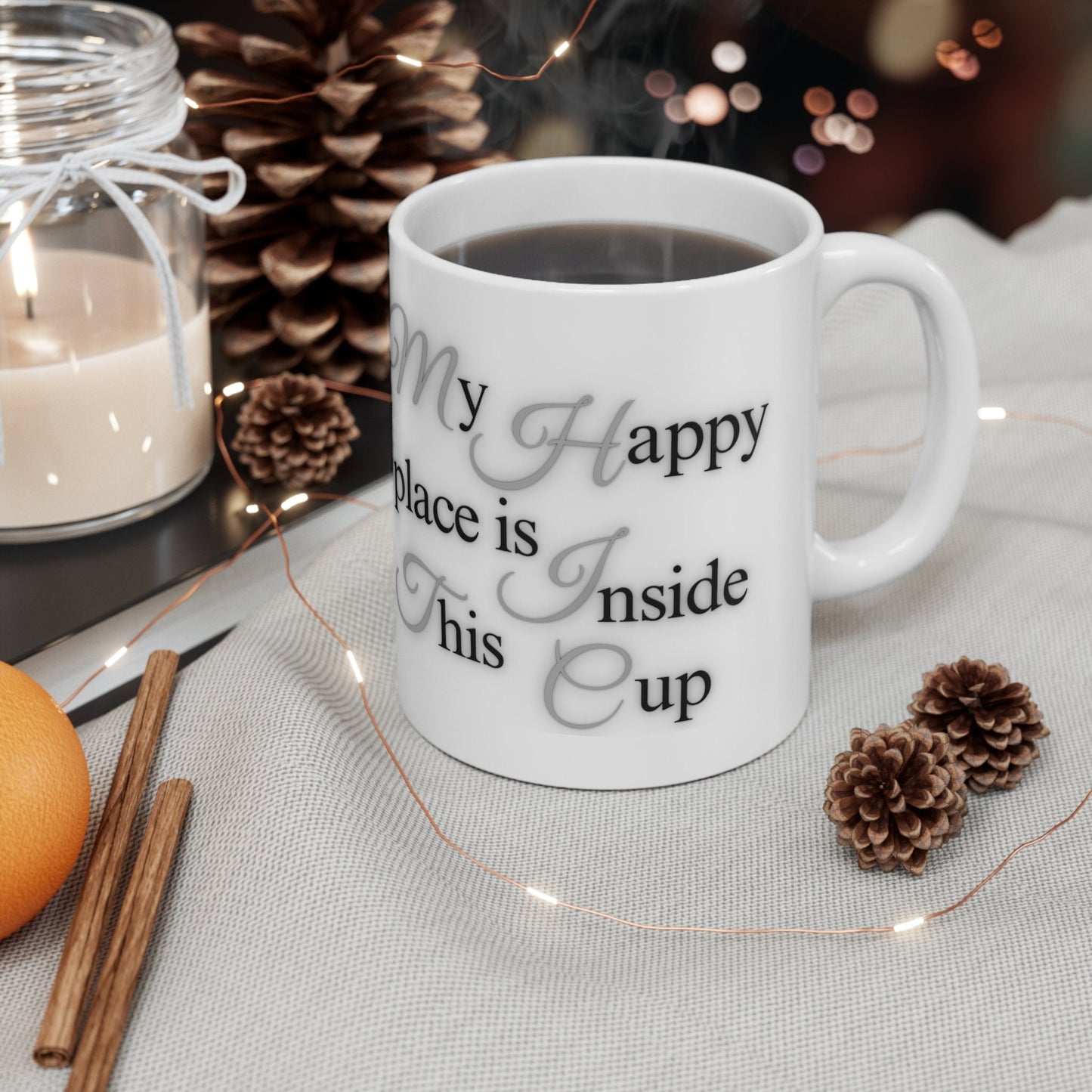 happy place mug, coffee is my happy place, coffee lover gift, cat and coffee lover gift