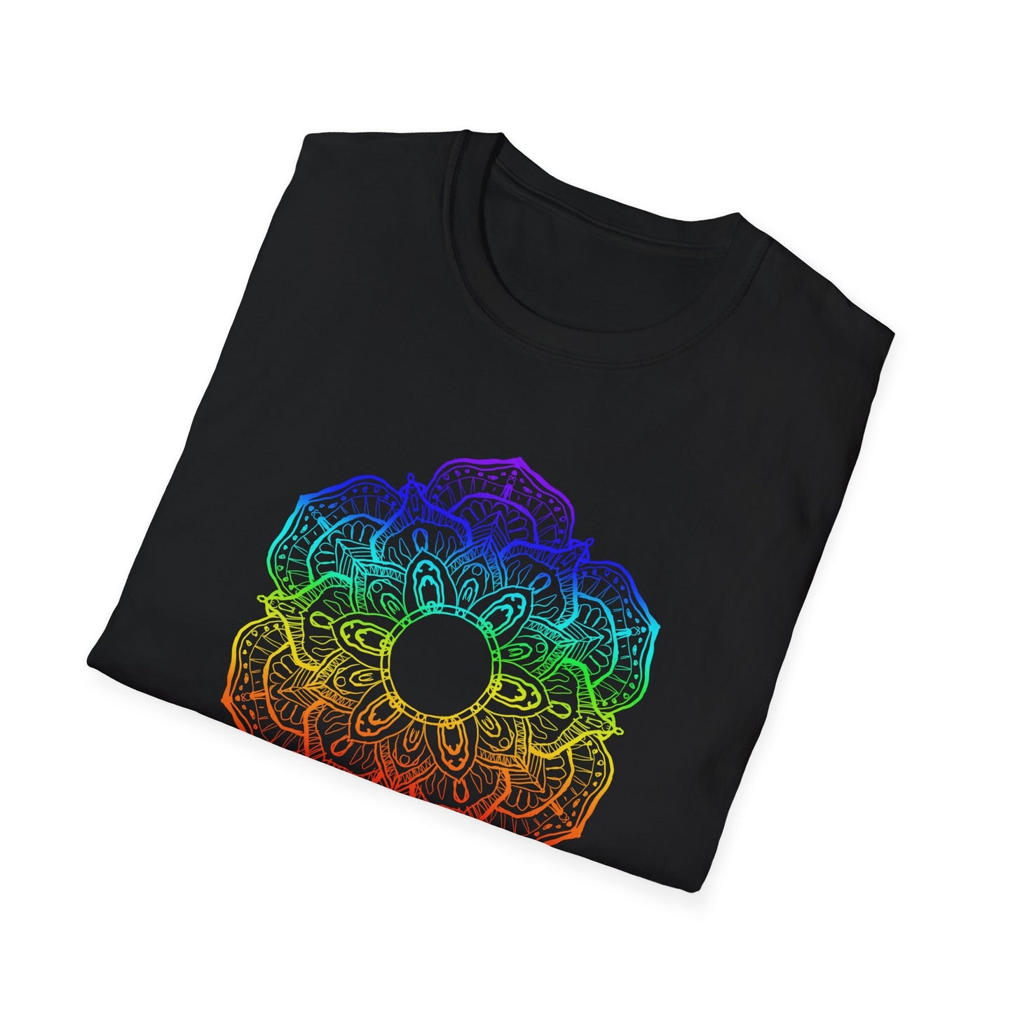 Heart Chakra, heart chakra rainbow tee, symbol of change, symbol of transformation, Unisex Softstyle T-Shirt