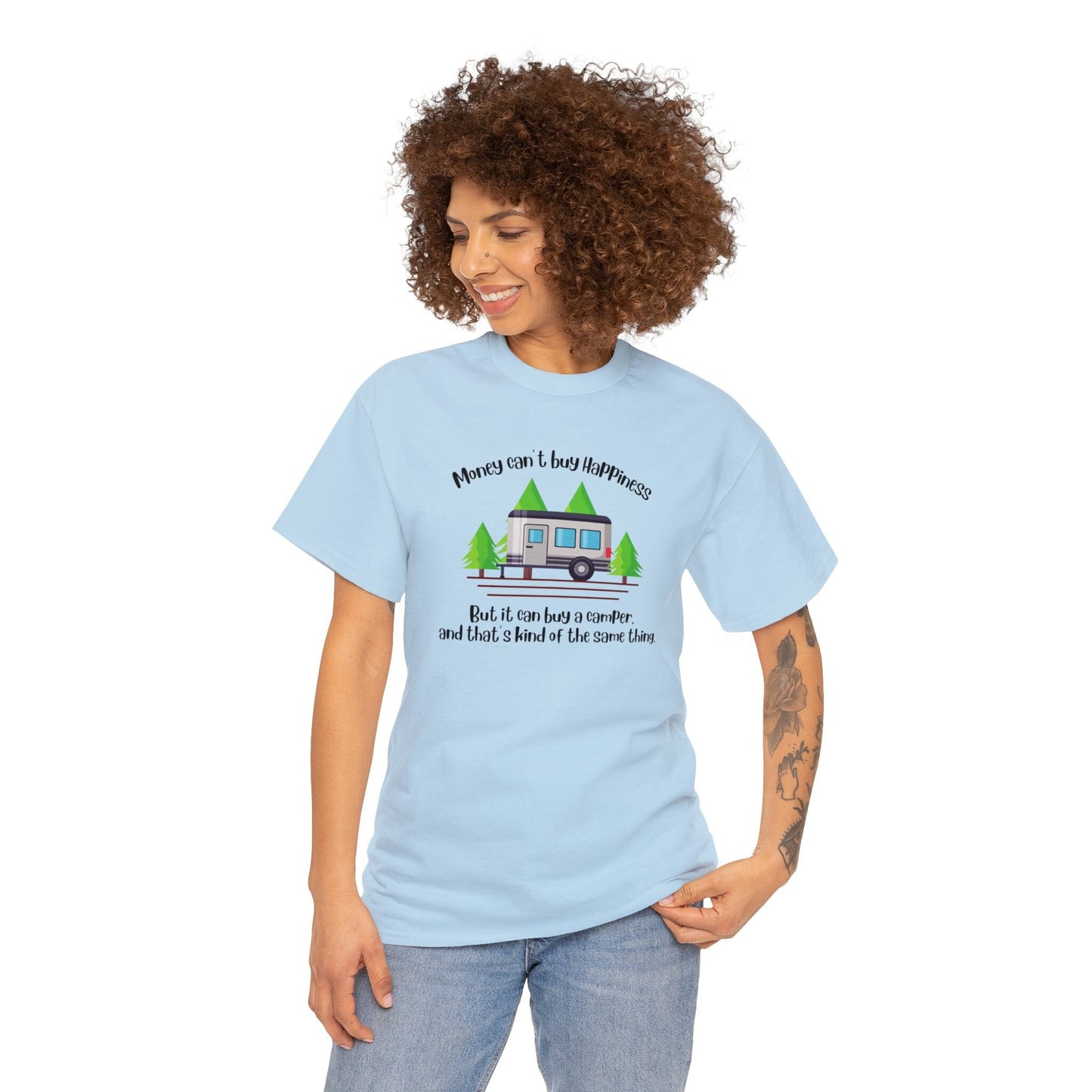Happy Camper tee, money can't buy happiness but it can buy a camper,  camper life, gift for campers, #camping life