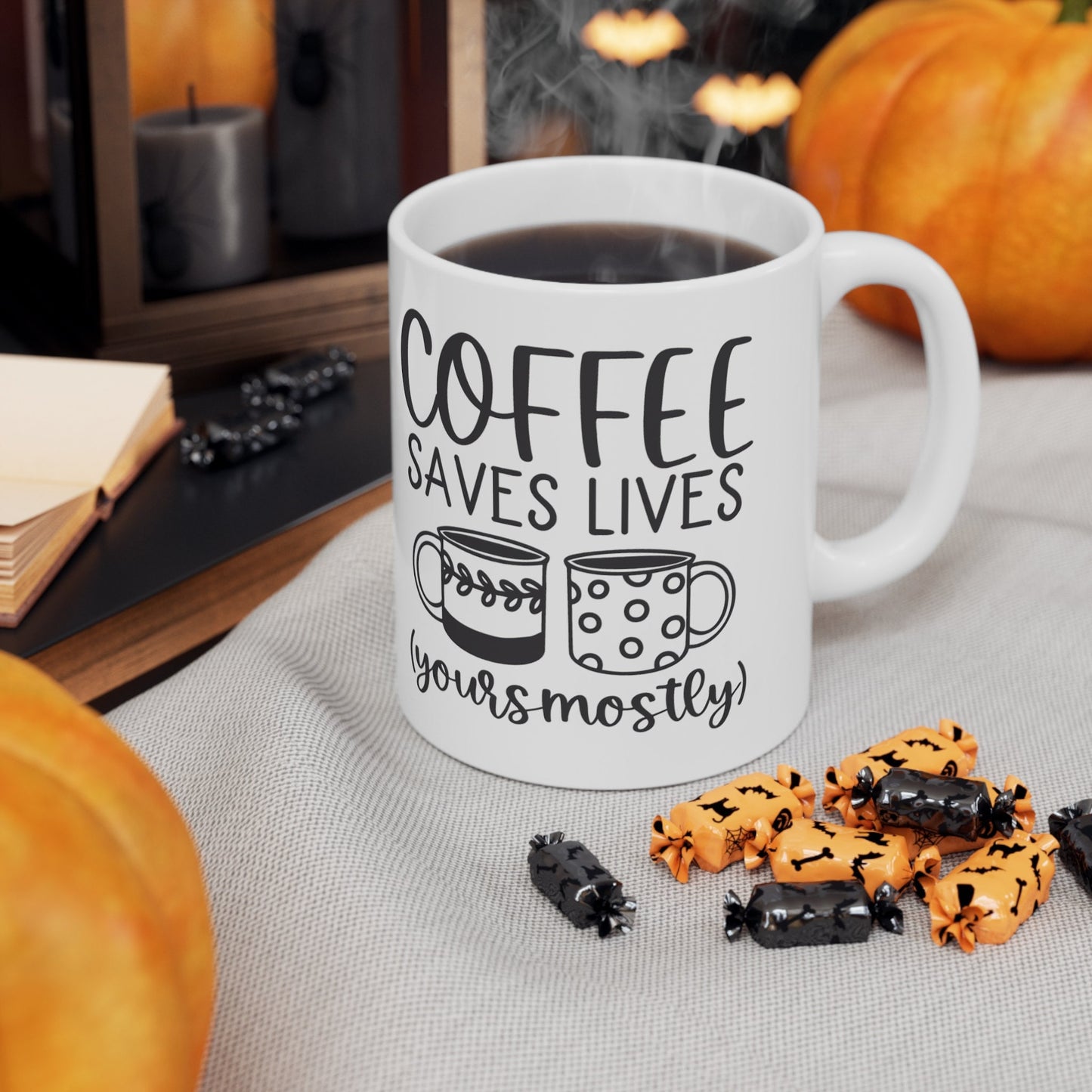 Caffeine Junkie Mug, Coffee saves lives mug, funny coffee mug, gift for him her, coffee lover mug, birthday gift